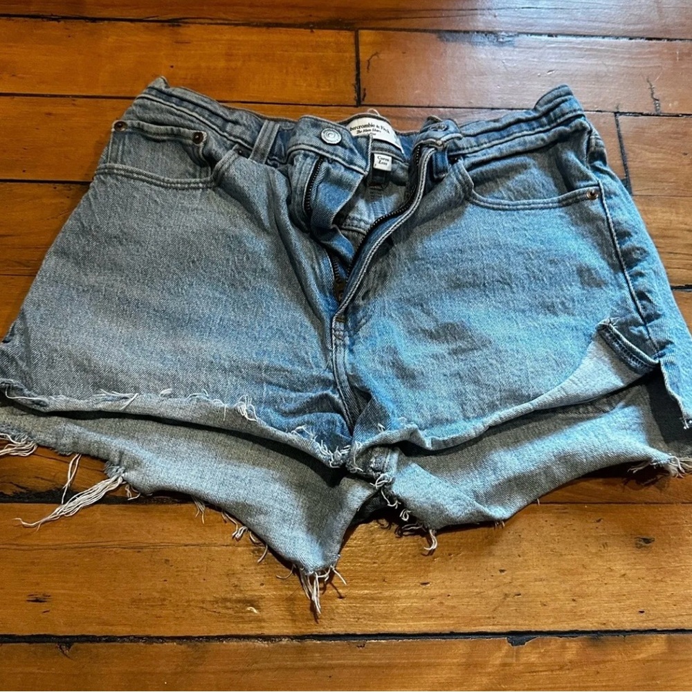 Abercrombie & Fitch Light Blue Frayed Hem Denim Shorts